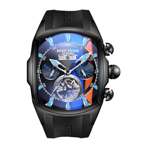Mengxiang Luxury Watches for Men, Mechanical Quartz Watch, Black/Blue, Personalized large dial|B0CTY2KC3Y